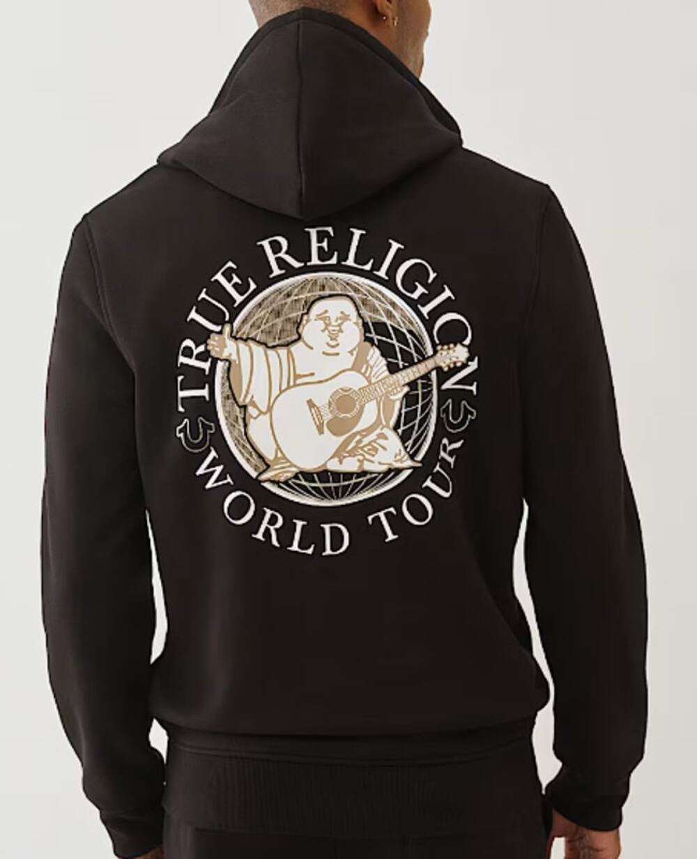 New True Religion Outline World Zip Hoodie, Black Size Small